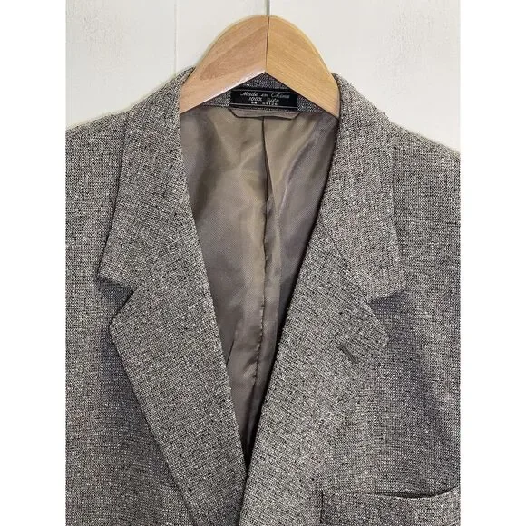 Bert Pulitzer Sport Coat Mens 44S Gray Melange 100% Pure Silk Tweed‎ Blazer